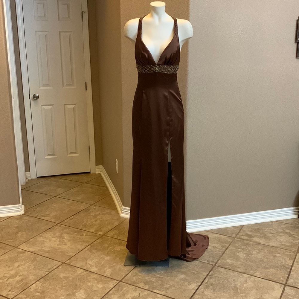 Brown beaded gown